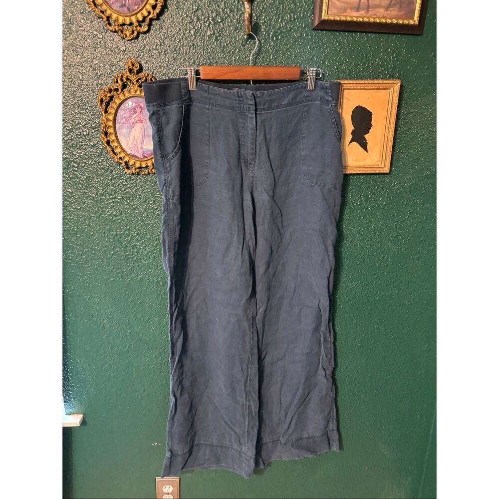 J.Jill 100% Linen Blue Pants Sz Large Tall